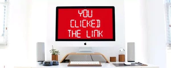 YOU_CLICKED THE LINK text on a computer screen