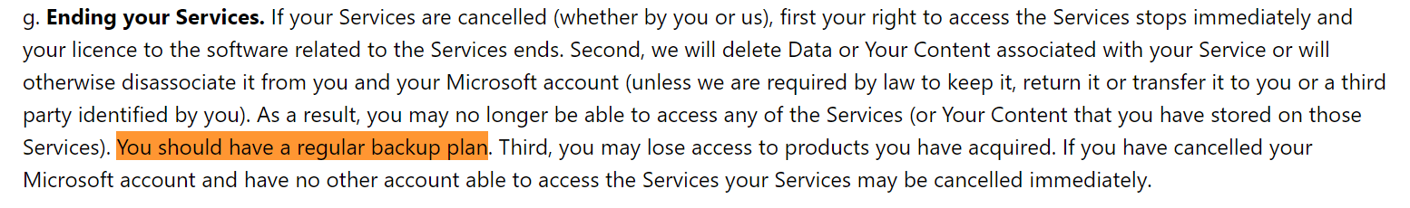 you should have a regular backup plan