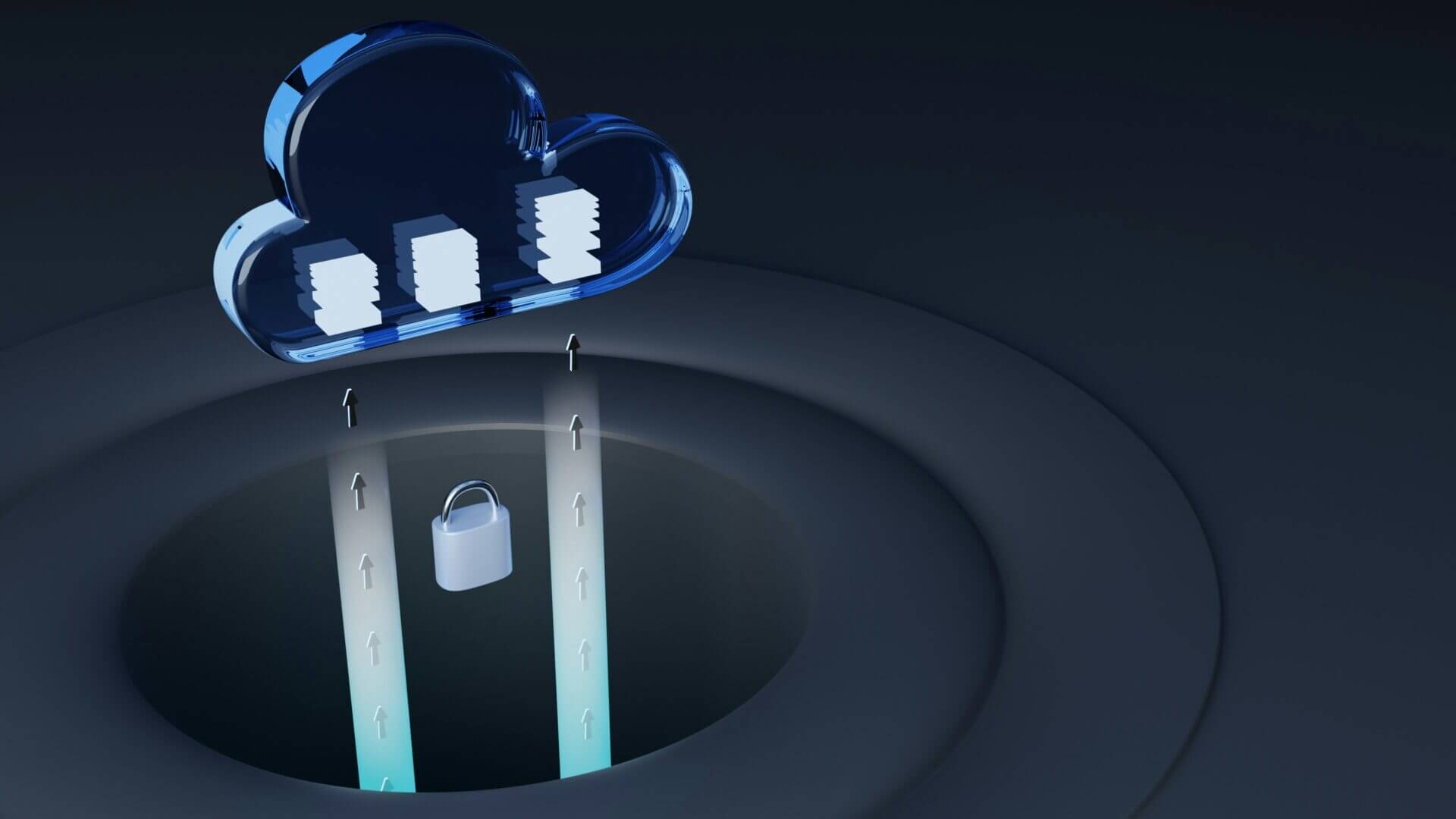 a blue cloud figure and a key lock