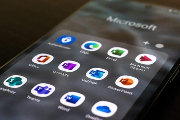 closeup image of a smartphone, microsoft apps