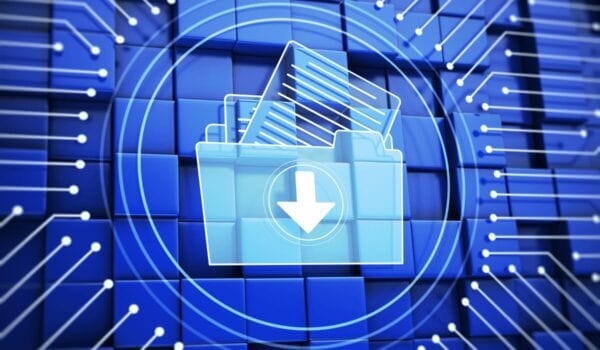 illustration of a folder with documents on a blue background